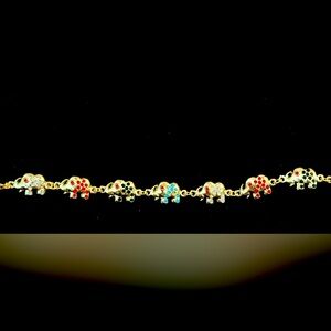 Gold tone and multicolored elephants bracelet